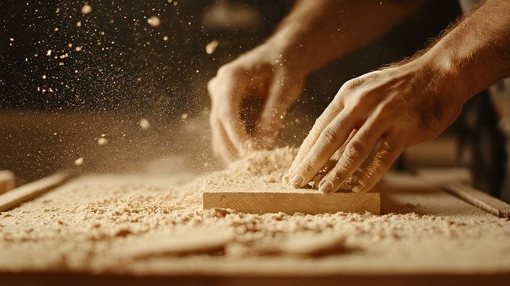 Founder of Auris Atelier working with woodworking tools at home