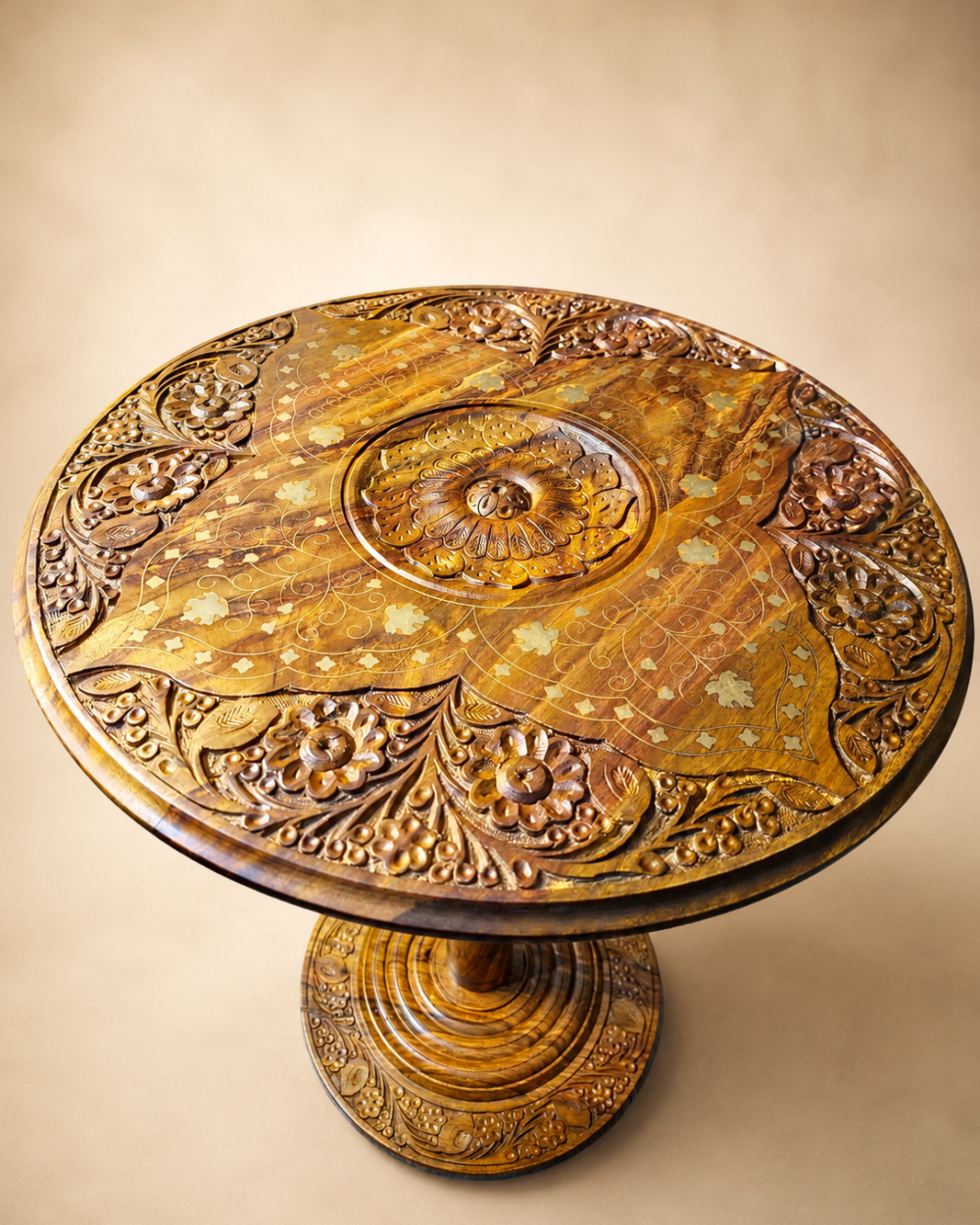 Premium Hearth Round Coffee Table – Handcrafted Sheesham | Auris Atelier